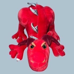 2005 Manhattan Toy Company Red Dragon Plush Medieval Stuffed Animal 12”
